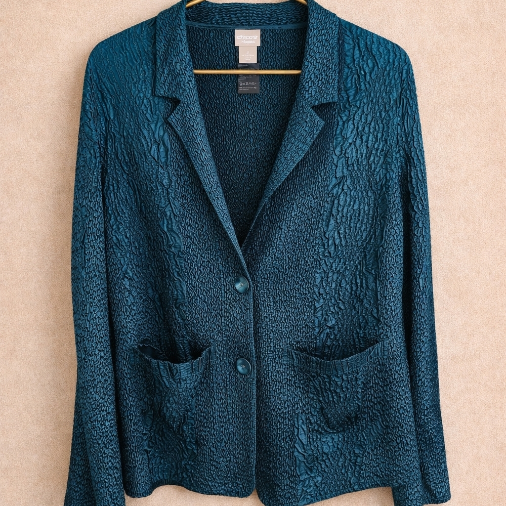 Chico's Teal Button Blazer